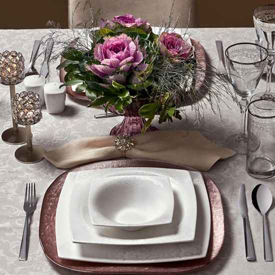 Karaca Fine Pearl Helen 62 Parça 12 Kişilik İnci Yemek Takımı Kare