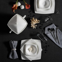 Karaca Fine Pearl Node 62 Parça 12 Kişilik İnci Yemek Takımı Kare